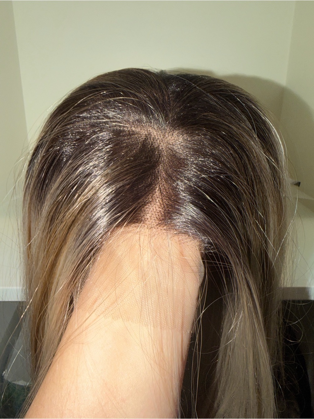 Lace Front Wig in Dark Brown with Ash Blonde Highlights